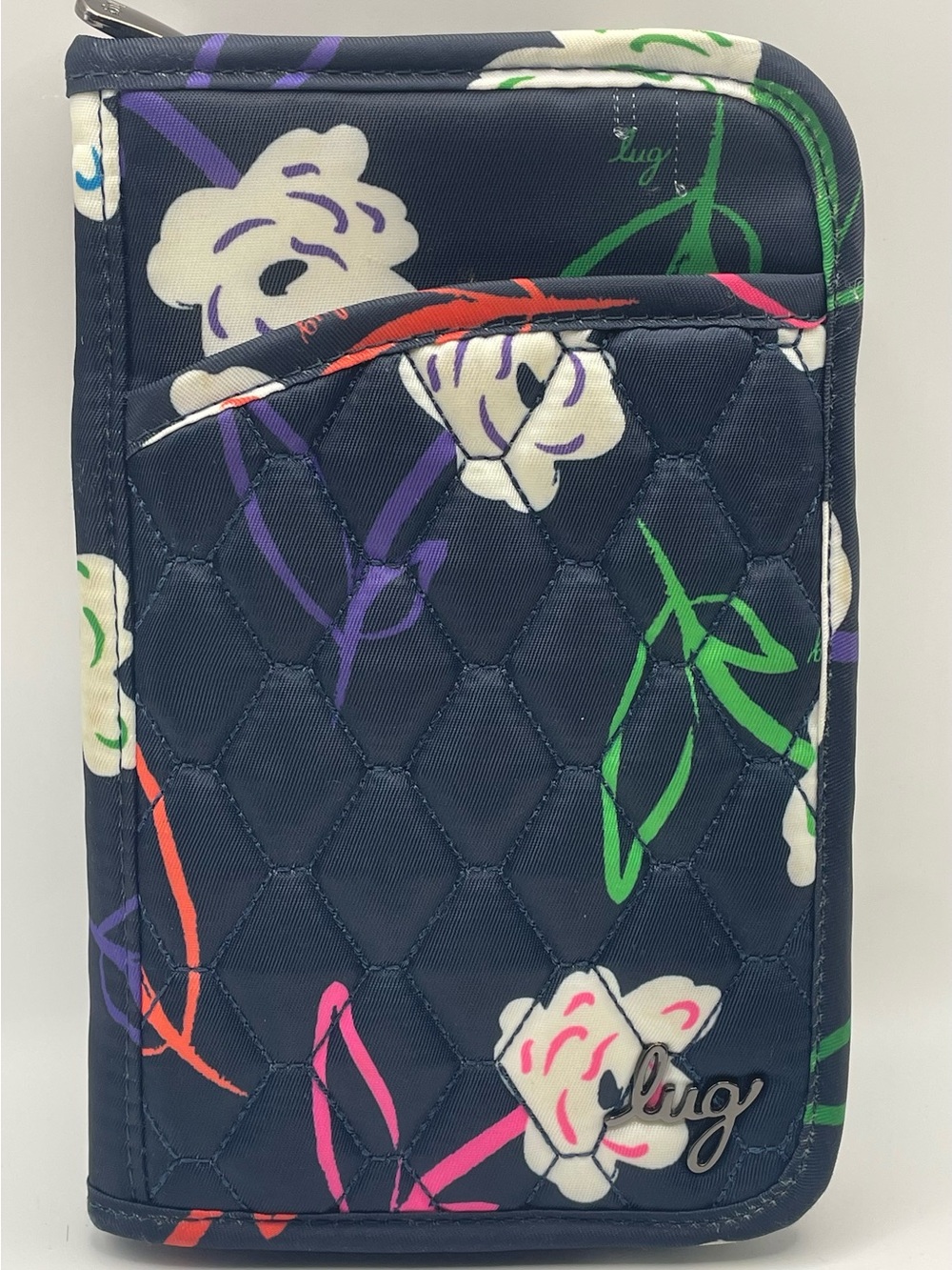LUG Tendu SE Navy Quilted Floral Zip-Around Wallet - Bright Floral